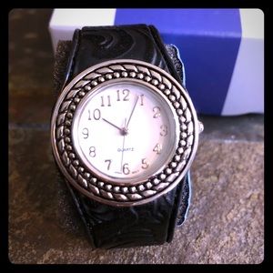 Avon Embossed Floral Cuff Watch